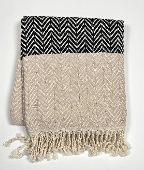 Saline Towel - Light Beige/Black