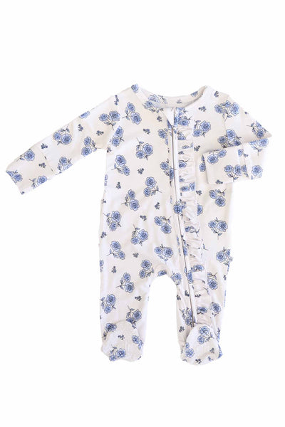 Sapphire Garden Ruffle Zipper Footie: 6-9 months