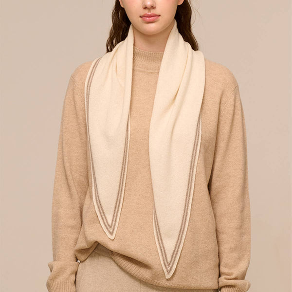 Lightweight Knit Wrap – Soft Triangle Neck Scarf_CWASC2704: Beige / (OS) 1