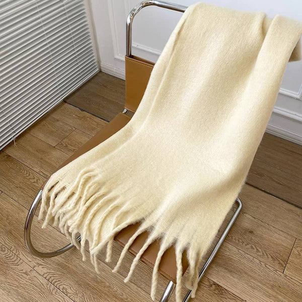 Soft Mohair Feel Scarf - Cozy Winter Wrap_CWASC0323: Beige / (OS) 1