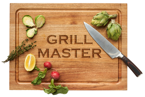 Acacia Rectangle Carving Board w/13" Chef Knife