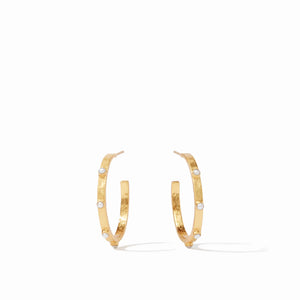 Crescent Stone Hoop Earrings - Pearl