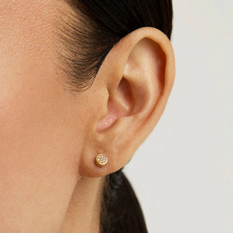 Mirabeau Pave Stud Earrings - White CZ