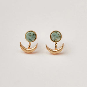 Stone Moon Phase Ear Jacket - African Turquoise/Gold