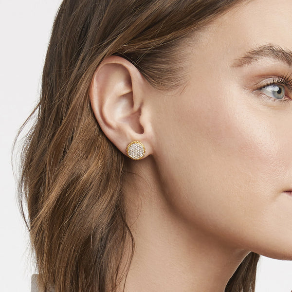 Fleur-de-Lis Pave Stud - Cubic Zirconia - Gold
