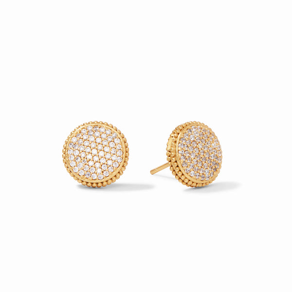 Fleur-de-Lis Pave Stud - Cubic Zirconia - Gold