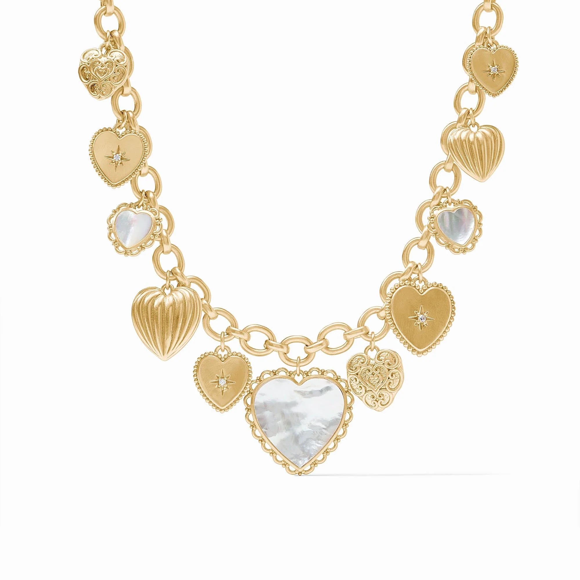 Heart Charm Necklace - Gold/Mother of Pearl