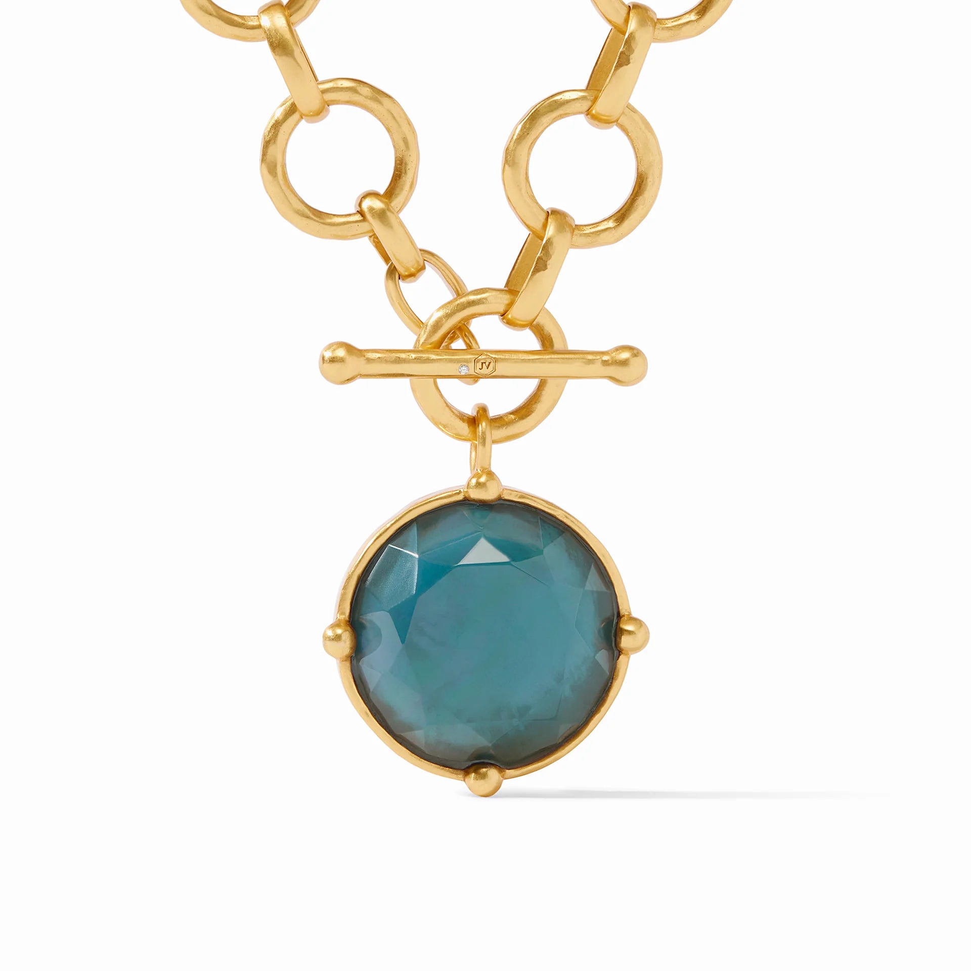 Honeybee Statement Necklace - Iridescent Peacock Blue - OS