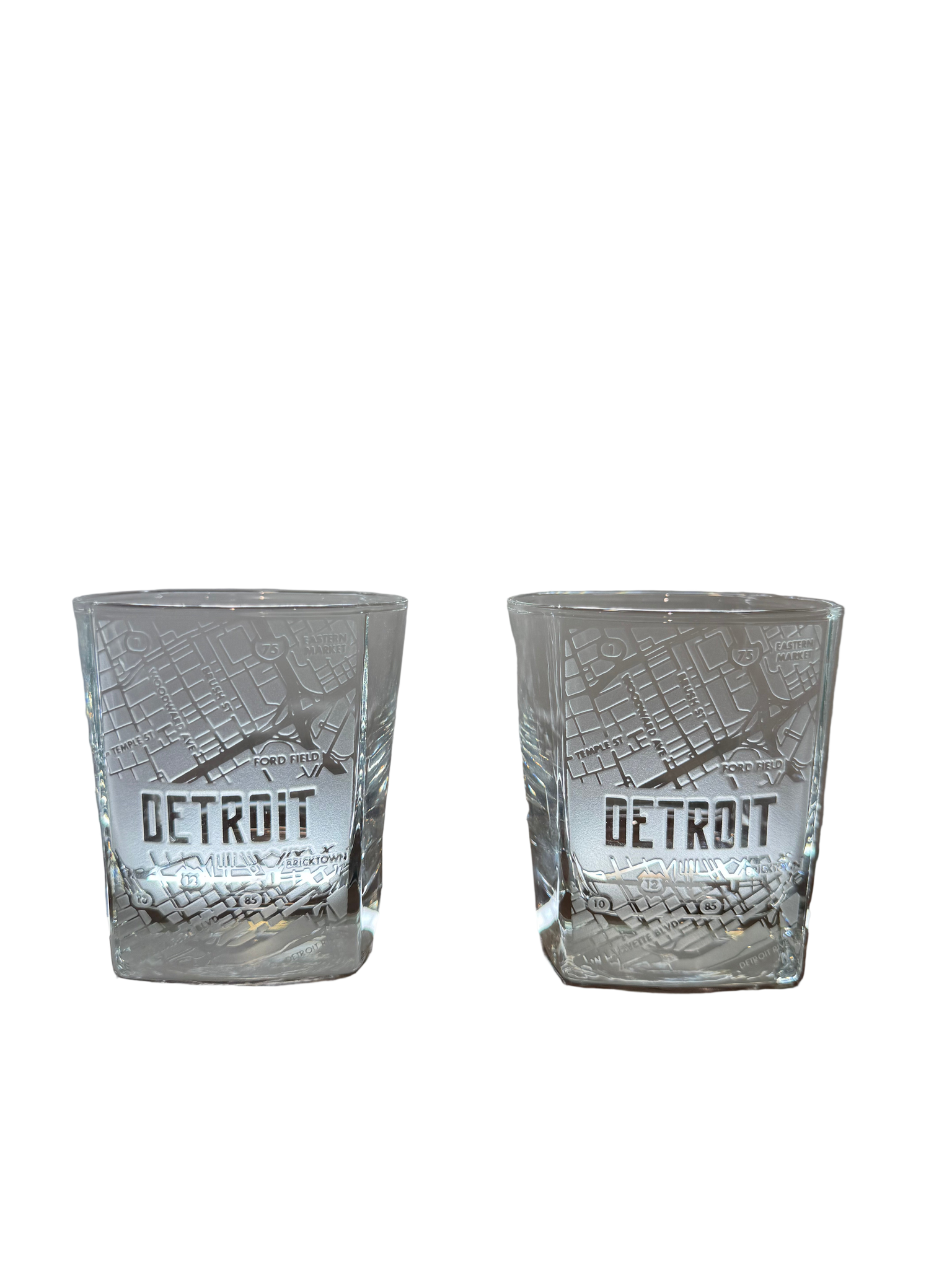 Detroit Map Square Rock Glasses