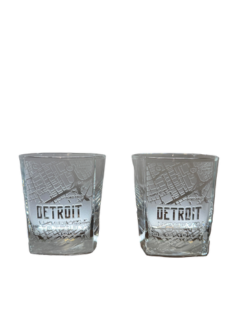 Detroit Map Square Rock Glasses