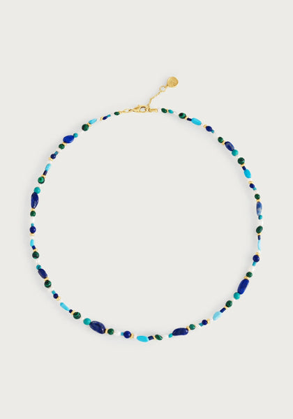 Milos Beaded Necklace - Cool Multi Blue