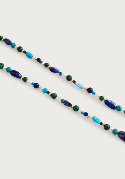 Milos Beaded Necklace - Cool Multi Blue