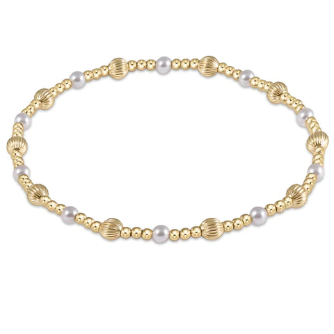 Dignity Sincerity Pattern 4mm Beaded Bracelet - Pearl