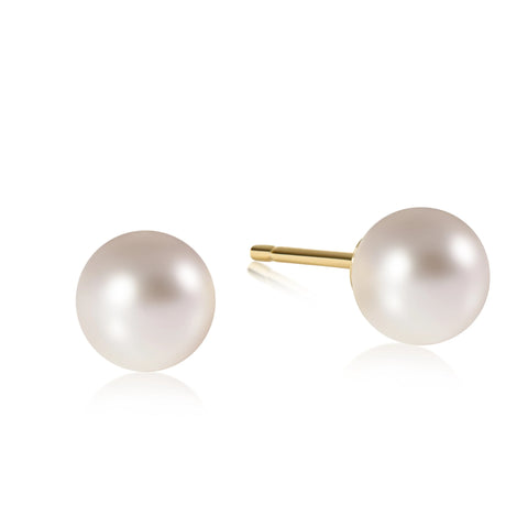 Classic 10mm Pearl Stud Earrings - Gold