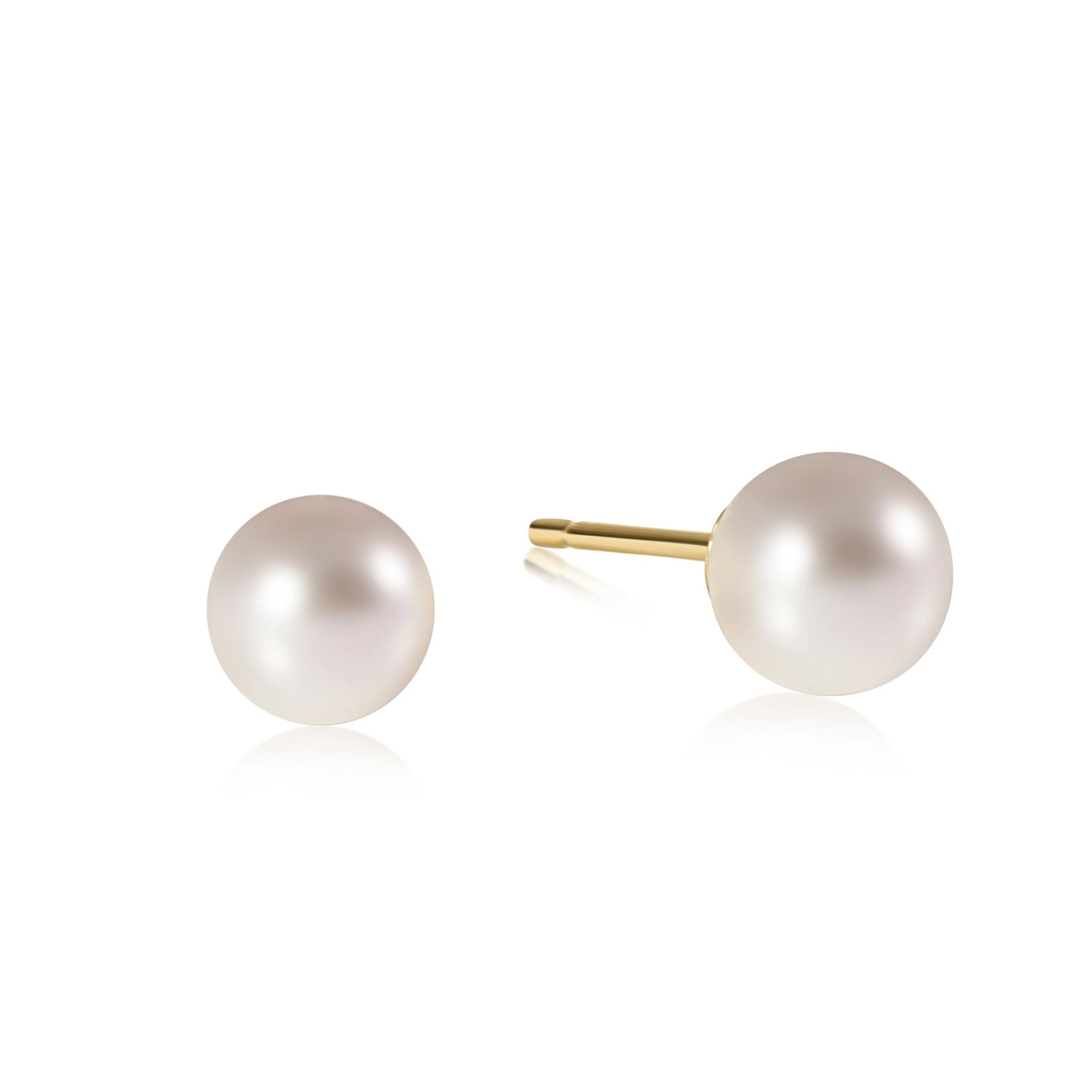 Classic 8mm Pearl Stud Earrings - Gold