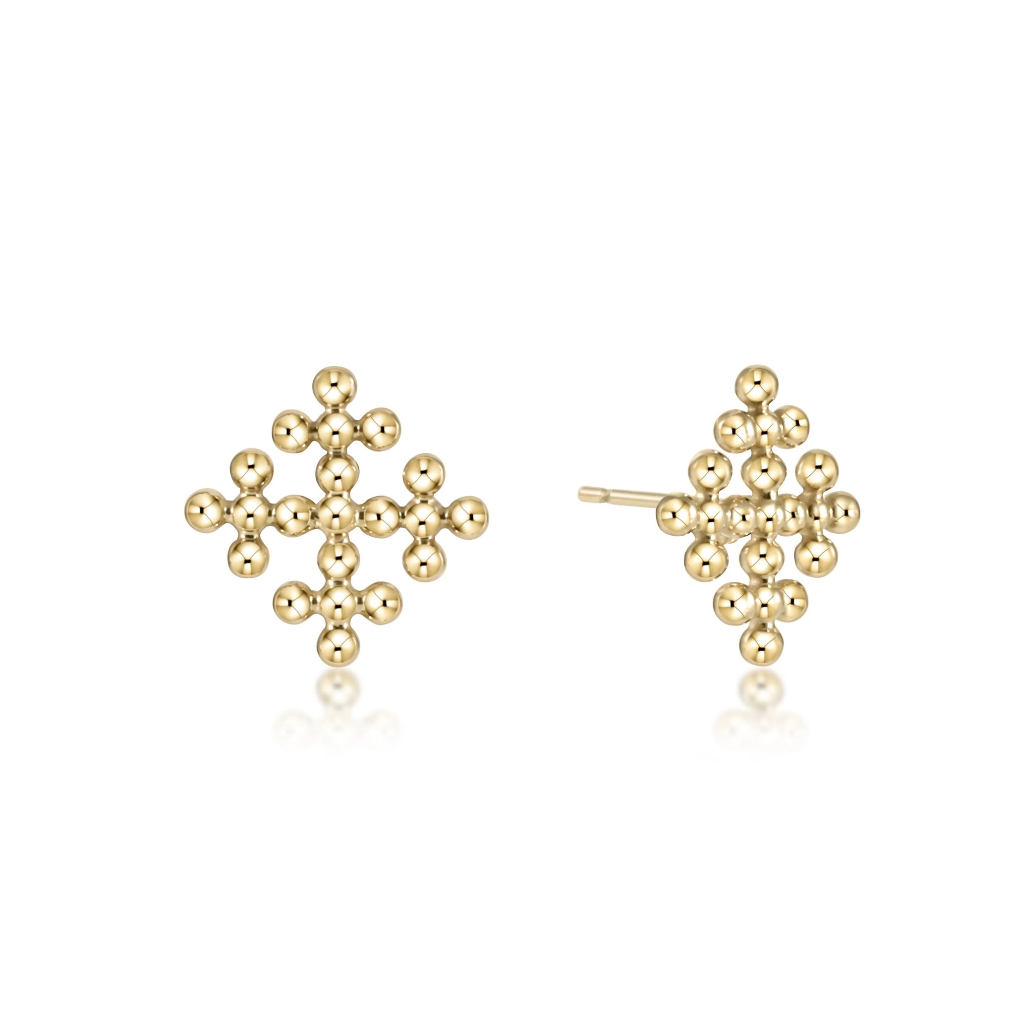 Classic beaded signature cross encompass gold stud