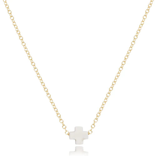 16" Necklace Gold - Signature Cross - Off-White