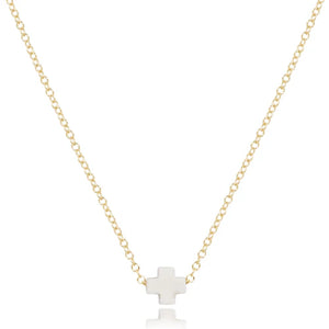 16" Necklace Gold - Signature Cross - Off-White