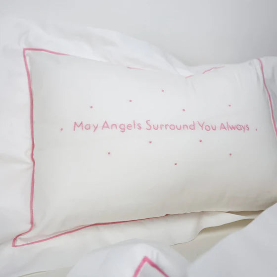 May Angels Surround You Always Pillow - Pink, Blue