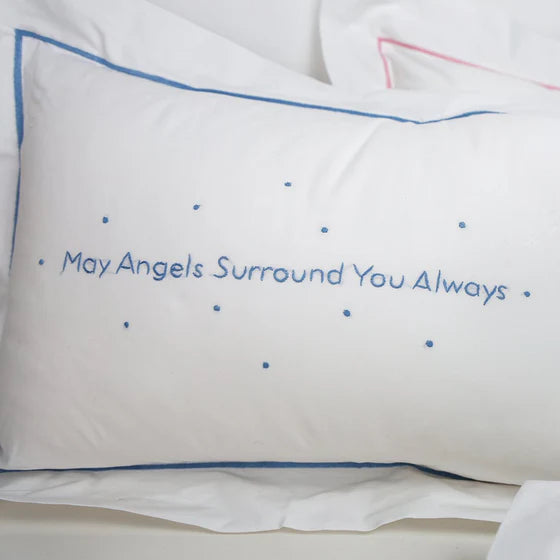 May Angels Surround You Always Pillow - Pink, Blue