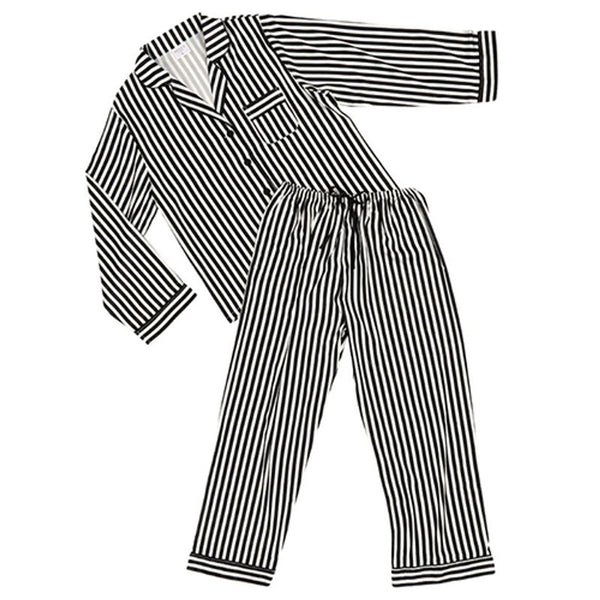 Long Sleeve Striped Satin Pajamas