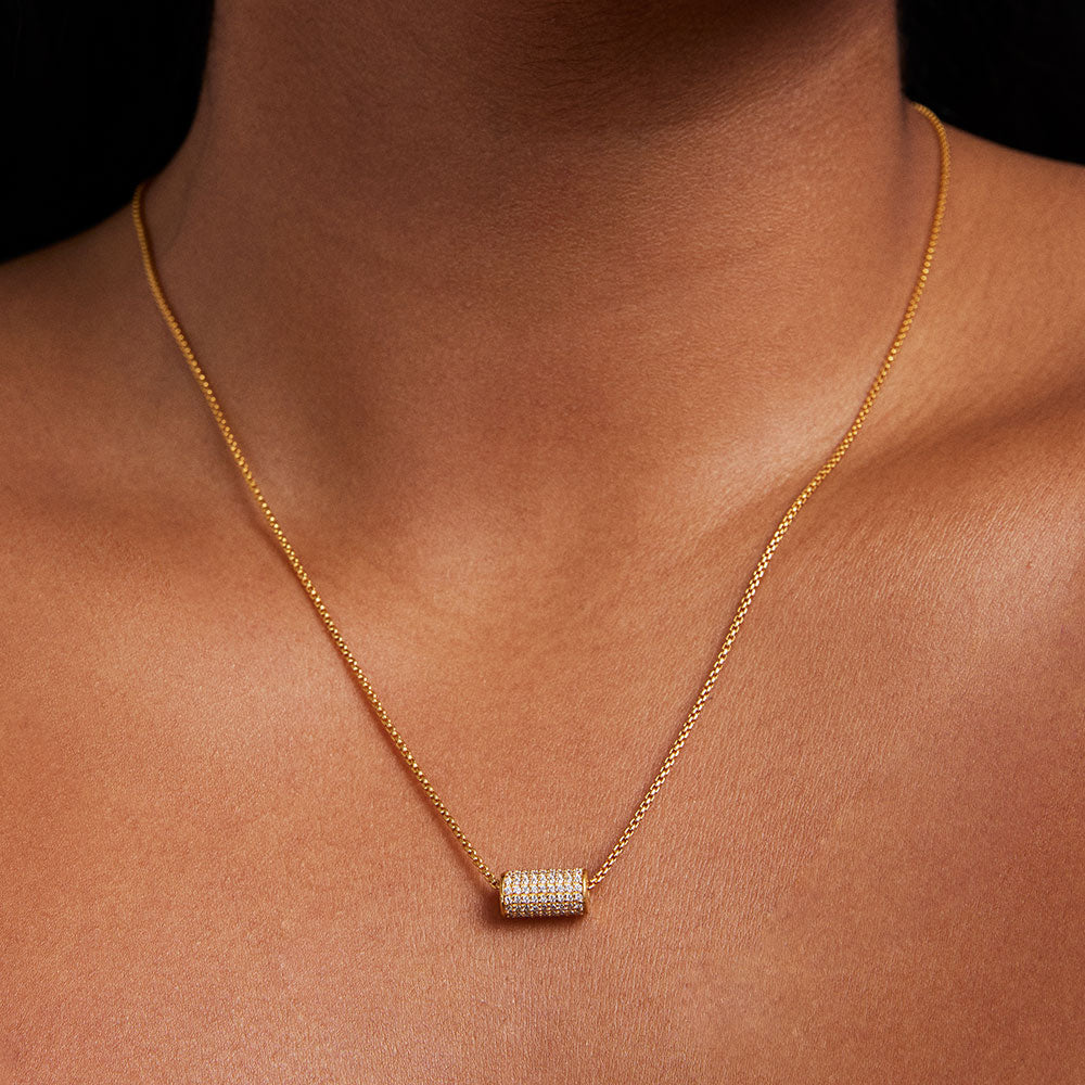 Petit Pave Mini Tube Necklace -
