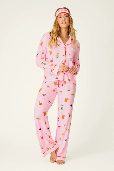 First Chair, Last Call Cocktail Print 3-Piece PJ Set