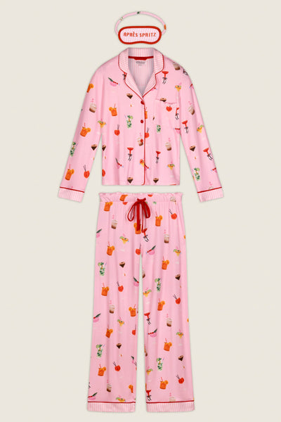 First Chair, Last Call Cocktail Print 3-Piece PJ Set