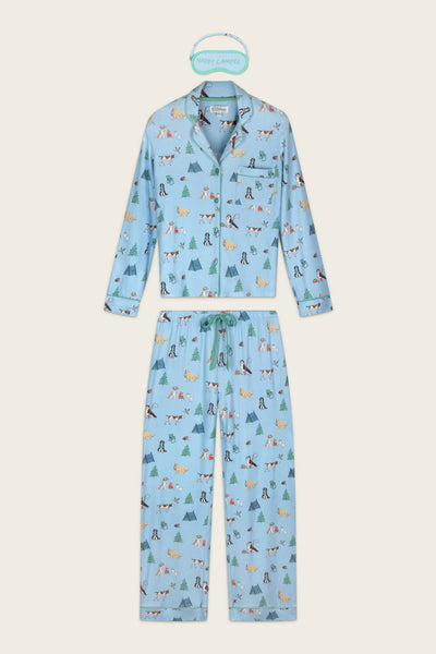 Happy Campawr Dogs Camping Print 3-Piece PJ Set