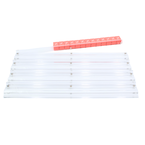 MAHJONG RACKS | Premium Acrylic | 4 Racks + 4 Pushers: Transparent Clear