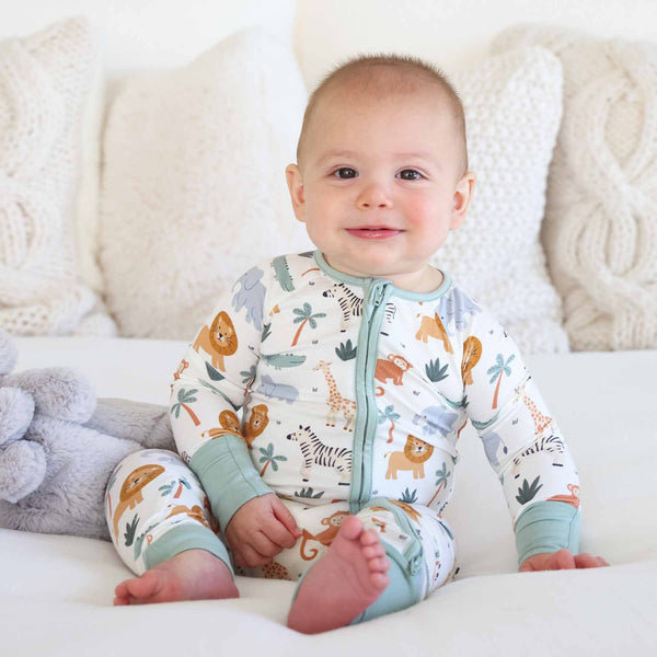 Safari Snuggles Convertible Zip Romper: 3-6 months
