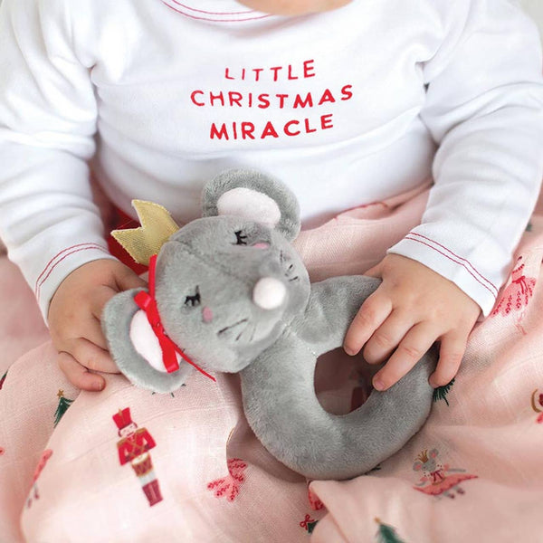 Swaddles with Plush Rattle - Mouse Queen