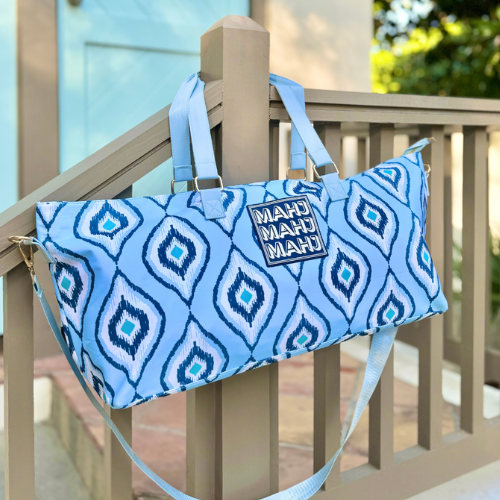 MAHJONG TOTE BAG  |  Wide with Zipper Closure: Arrows- Purple Tote Bag