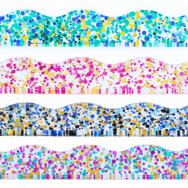 MAHJONG RACK PUSHER ADD ON-MAGNETIC | Premium Acrylic Set(4): Transparent-Wavy-Bright Pink