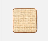 Natural/Saddle Coasters - Rayon/Leather - Set of 6