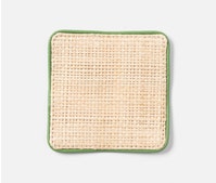 Natural/Spring Green Coasters - Rayon/Leather - Set of 6