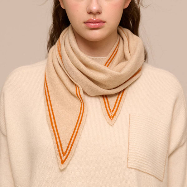 Lightweight Knit Wrap – Soft Triangle Neck Scarf_CWASC2704: Beige / (OS) 1