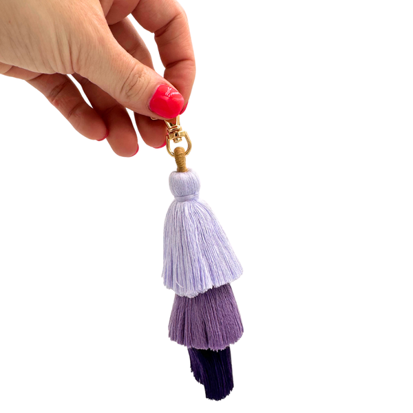 TASSEL | MANY COLORS & STYLES | Perfect Boho Accessory for Mahjong Tile Bags or Pouches: Purple- 3 Layer