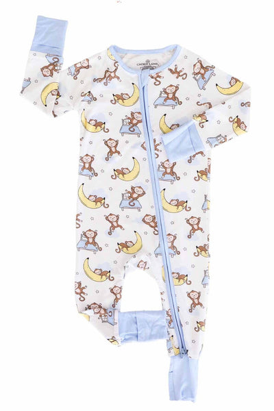 Monkey See, Monkey Snooze Convertible Zip Romper: 6-12 months