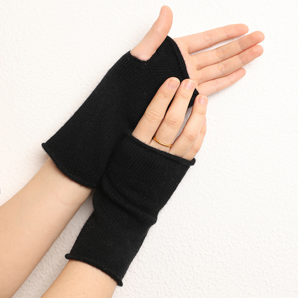 2-in-1 Cashmere Gloves – Full Finger Touchscreen_CWAG0530: Black / (OS) 1