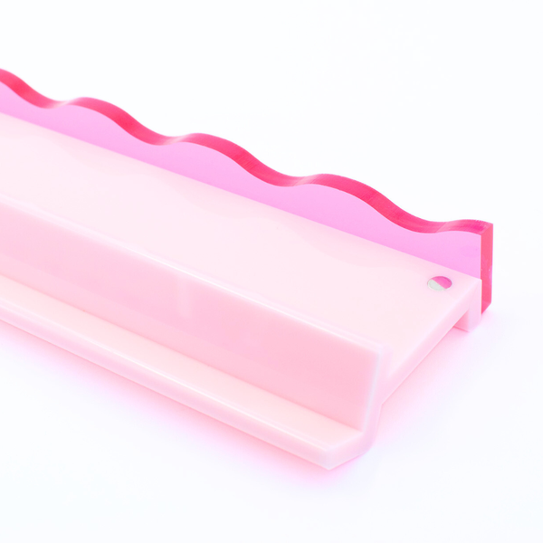 MAHJONG RACK PUSHER ADD ON-MAGNETIC | Premium Acrylic Set(4): Transparent-Wavy-Bright Pink