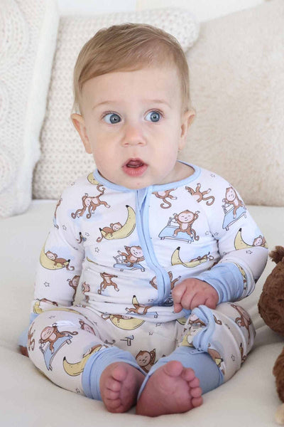Monkey See, Monkey Snooze Convertible Zip Romper: 6-12 months