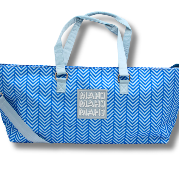 MAHJONG TOTE BAG  |  Wide with Zipper Closure: Geometric- Pink Tote Bag