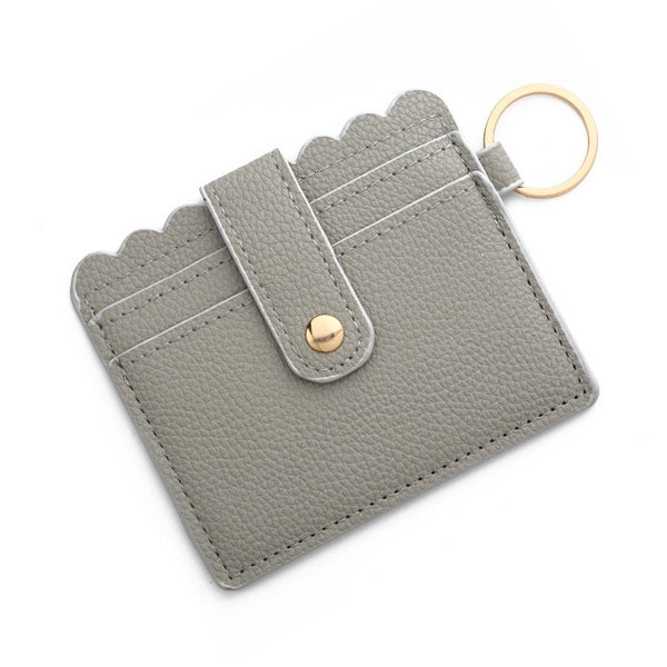 Multi-Card PU Wallet with Keychain & Coin Pocket_CWAB4937: BEIGE / (OS) 1