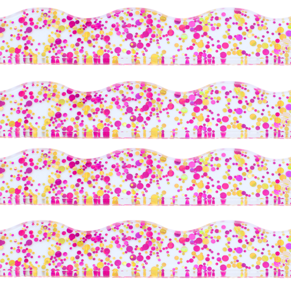 MAHJONG RACK PUSHER ADD ON-MAGNETIC | Premium Acrylic Set(4): Transparent-Wavy-Bright Pink