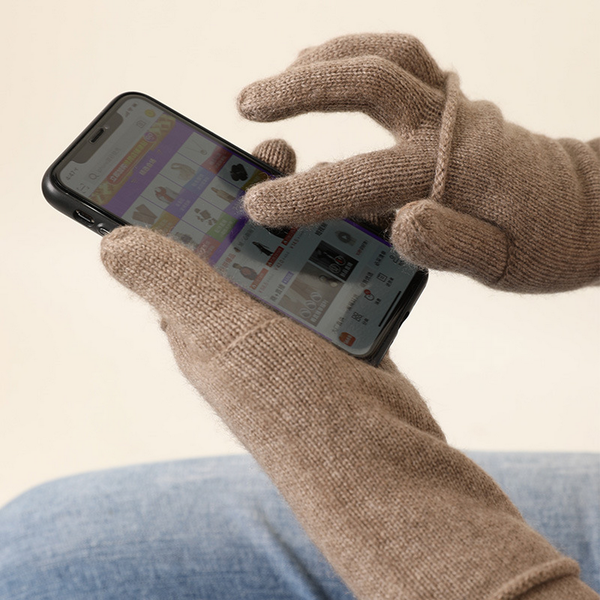 2-in-1 Cashmere Gloves – Full Finger Touchscreen_CWAG0530: DARKGREY / (OS) 1