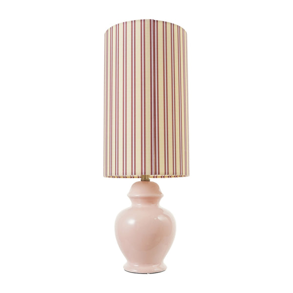Stoneware Table Lamp w/ Striped Linen Shade