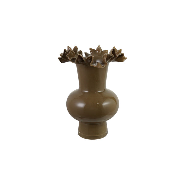 Glass Footed Sculptural Vase - Brown
