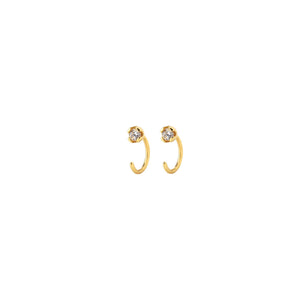 Crystal Bezel Pull Through Earrings: 18K Gold Vermeil