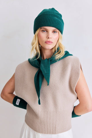 Merino Wool Triangle Scarf - Green